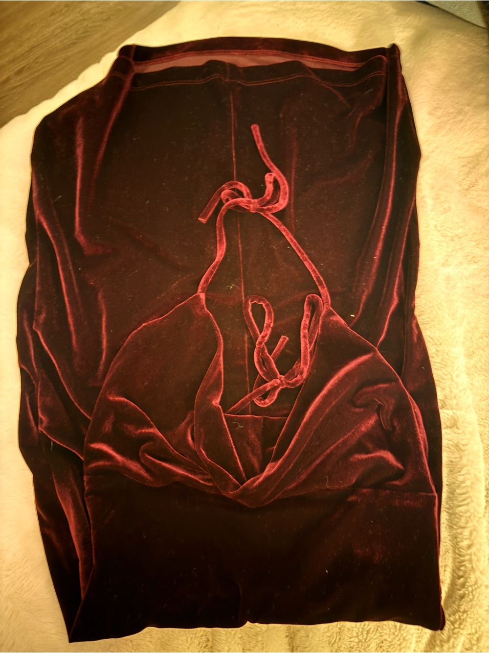 Velvet Halter Slip Dress - Burgundy